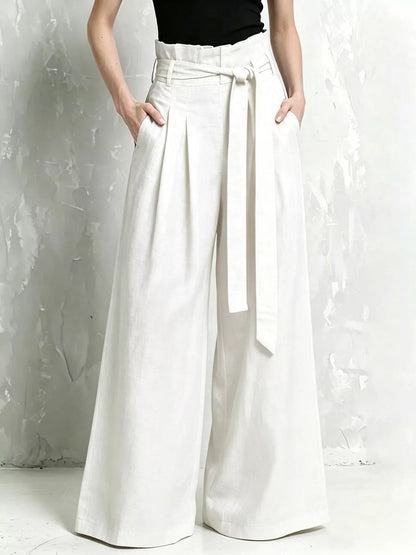 Full Size Wide-Leg Paperbag Waist Pants Plus Size