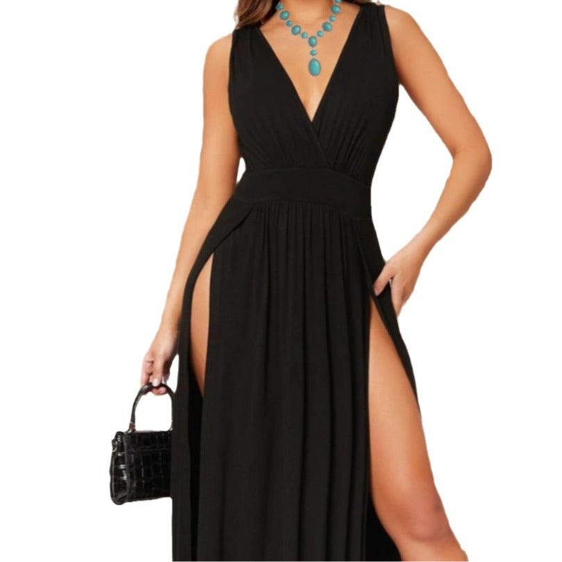 Veronica's V-neck Sleeveless Maxi Dress