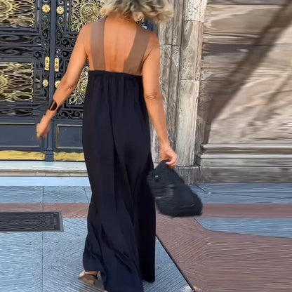 Elegantes Kleid mit überkreuztem Rücken und Kontrastfarbe 