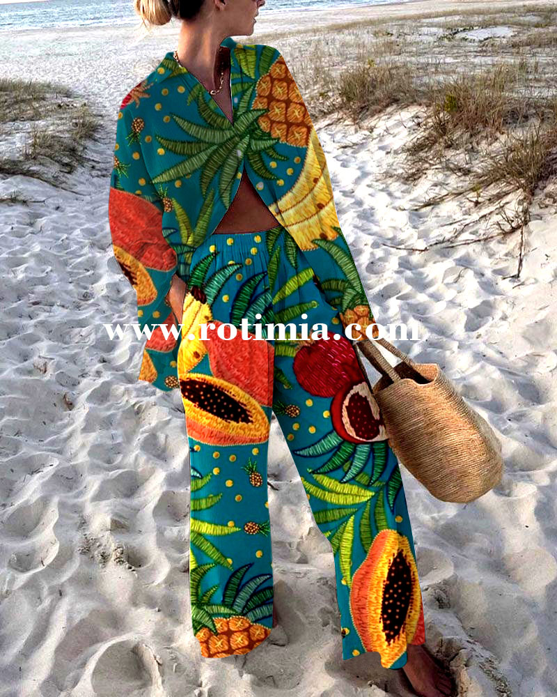 Fruit Feast Print Two -piece Suit