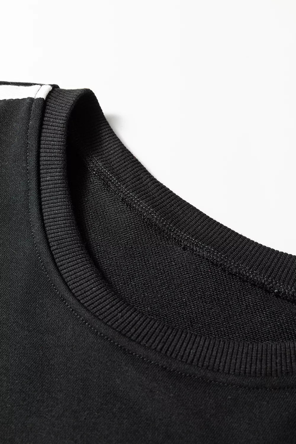 Striped Detail Crewneck Pullover Elastic Sweatpants 2pcs Outfit