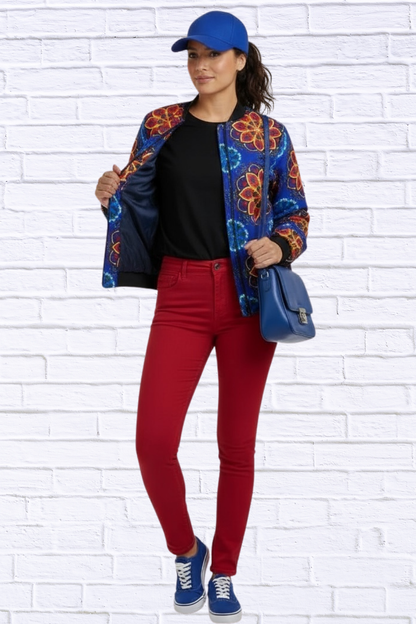 Maddy Traditional Bomber Printed Ethnic Jacket - Bold Prints | Diva USA