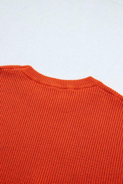 Drop Shoulder Long Sleeve Round Neck Halloween Sweater
