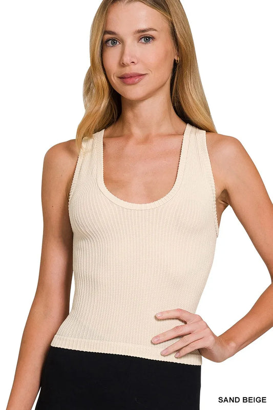 Zenana Ribbed Seamless Crop Tank