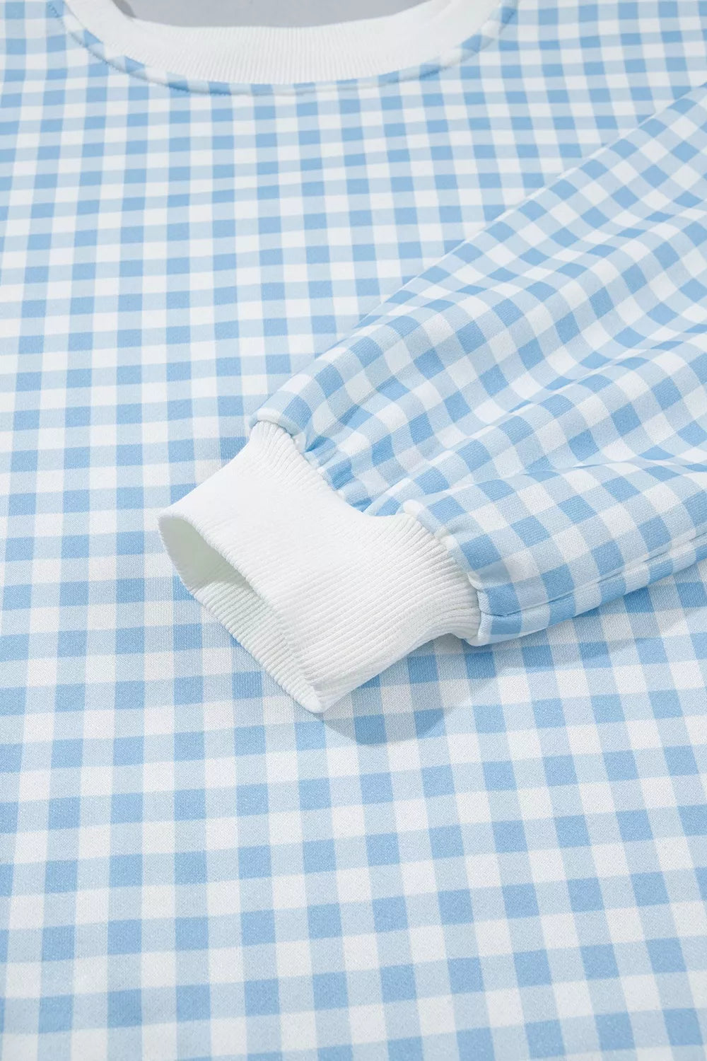 Gingham Long Sleeve Sweatshirt and Shorts Set