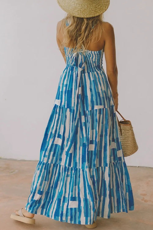 Rosiedress Square Collar Tiered Striped Maxi Cami Dress