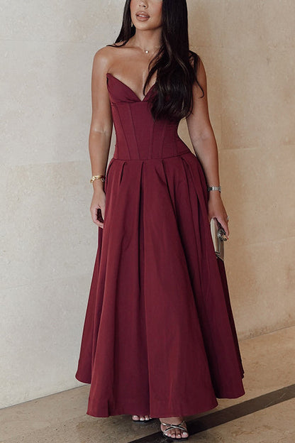 Rosiedress V Neck Strapless Corset Swing Maxi Dress