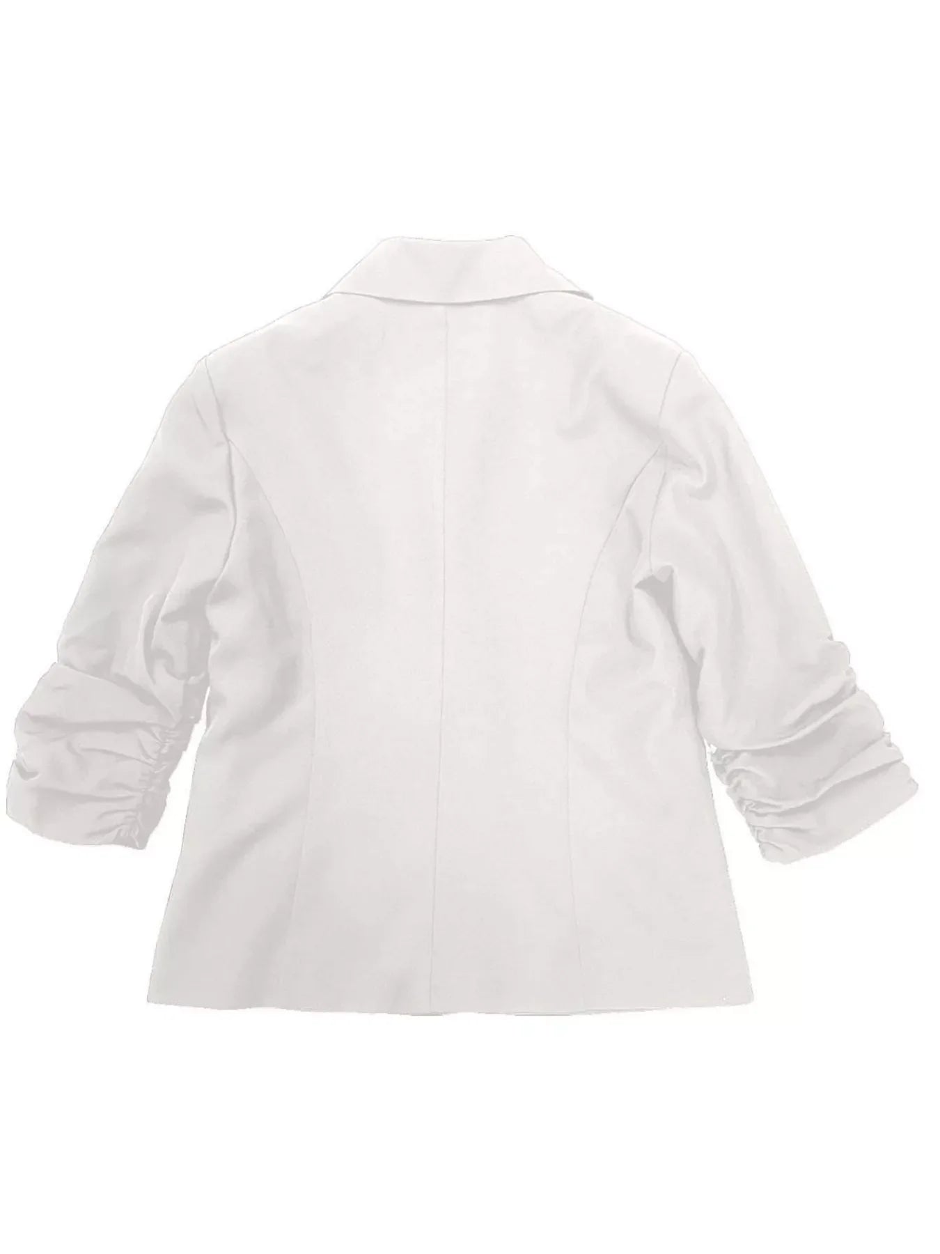 Plus Size Lapel Collar Blazer | Ruched Sleeve Jacket