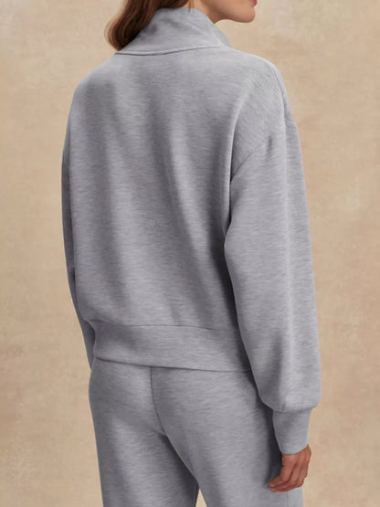 Quarter-Zip Sweatshirt and Wide-Leg Pants Set