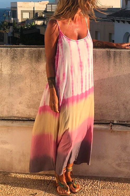 Rosiedress Spaghetti Strap Sleeveless Tie Dye Maxi Dress