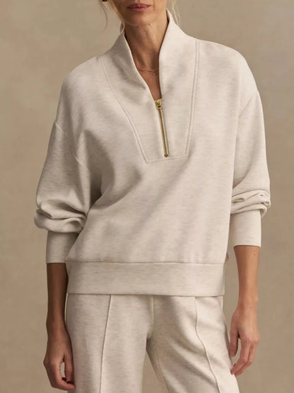Quarter-Zip Sweatshirt and Wide-Leg Pants Set