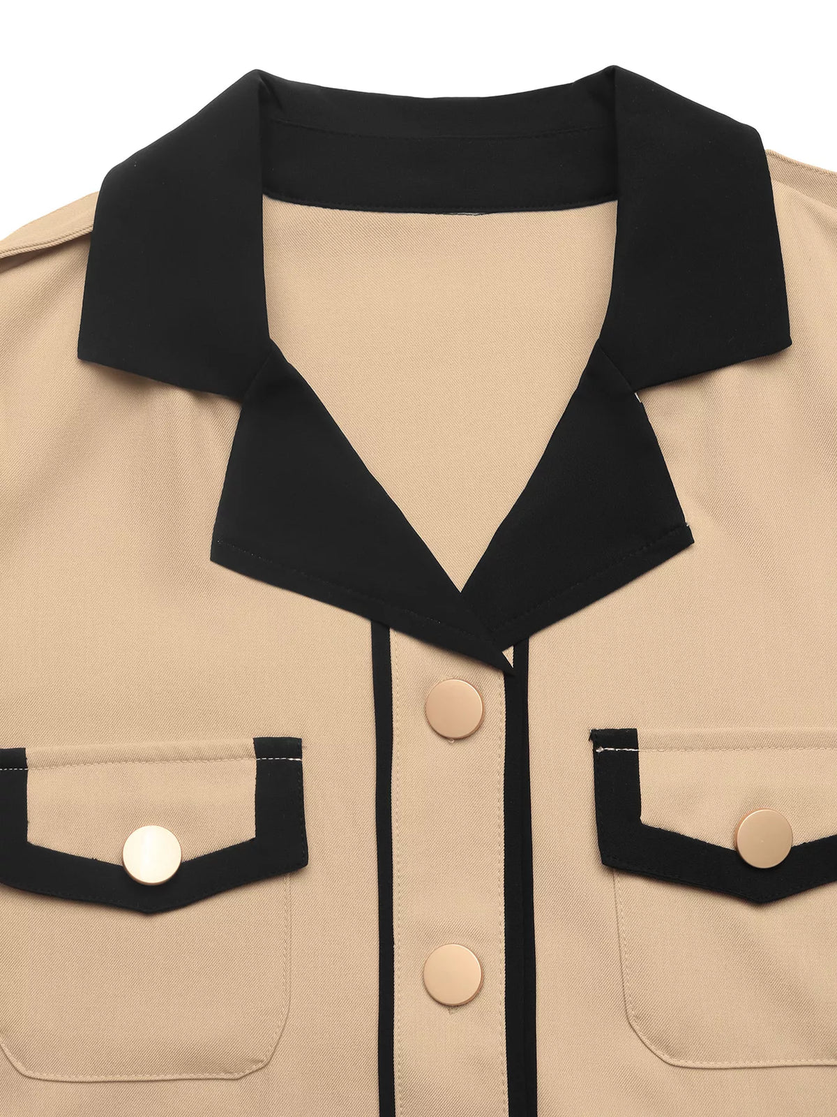 Contrast Lapel Button Front Midi Shirt Dress