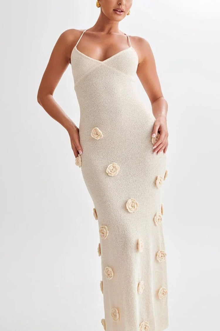 Robe longue à lacets et crochet dans le dos, des fleurs pour toutes les occasions