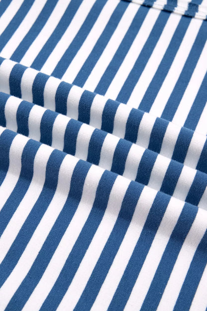 Stripe Color Block Trim Raw Seam Split Hem Loose Sweatshirt