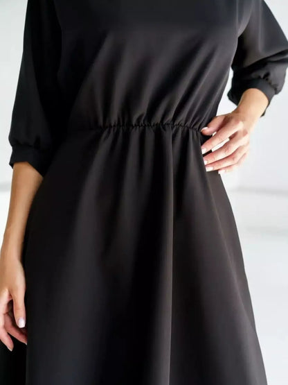 Elegant Belted Waist Midi Dress