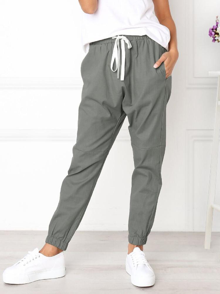 Drawstring Elastic Waist Pockets Jogger Pants