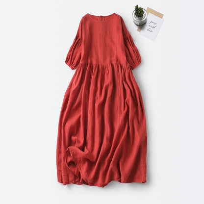 Mori all-match cropped puff sleeve dress