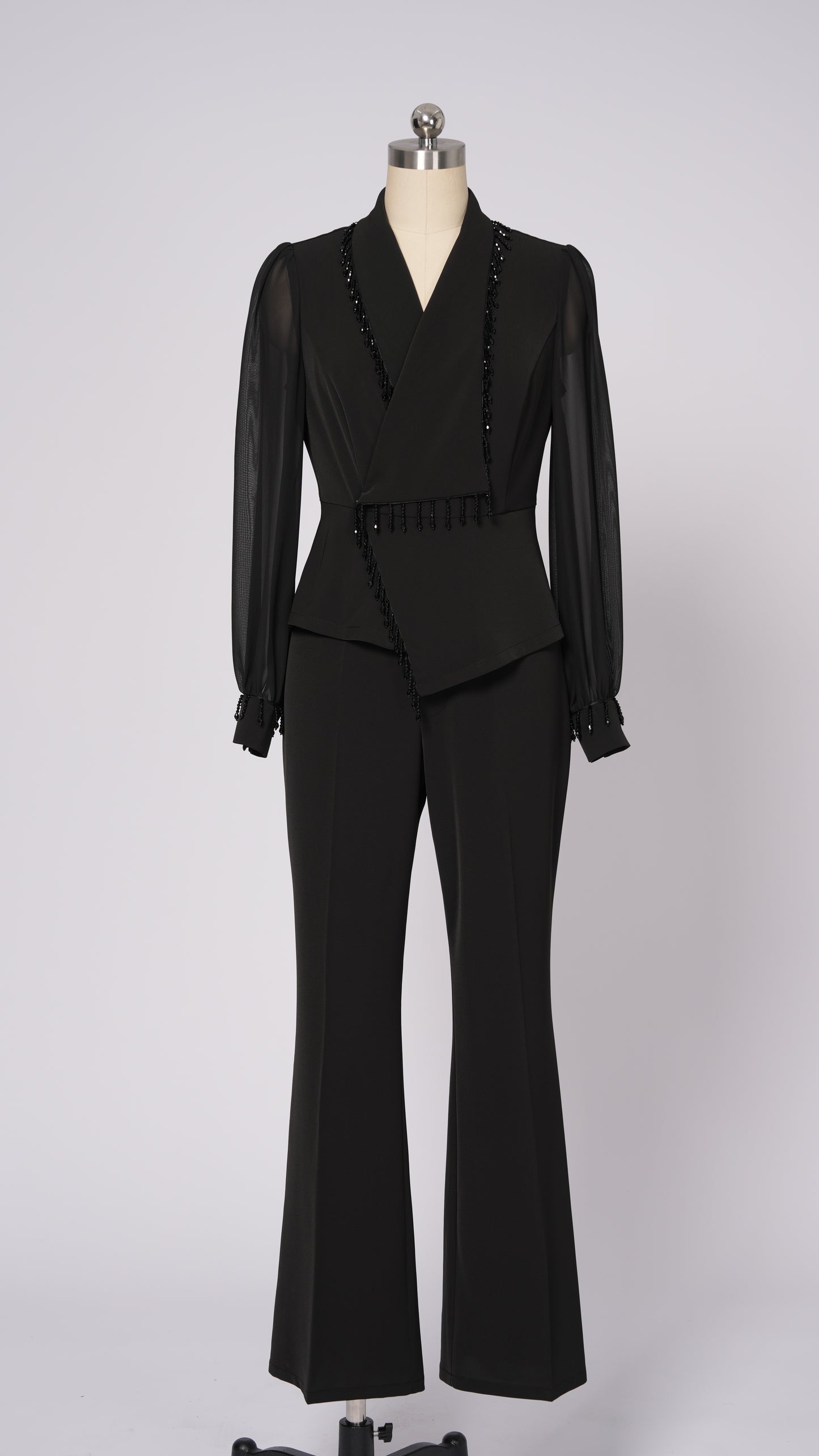 Ensemble haut en maille perlée et pantalon large pour femme