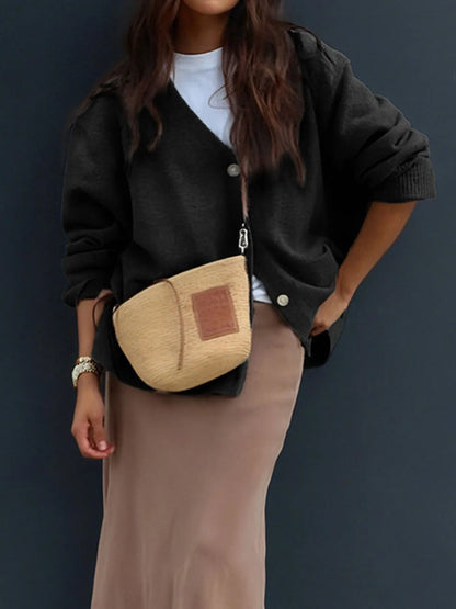 Button-Front Long Sleeve Cardigan