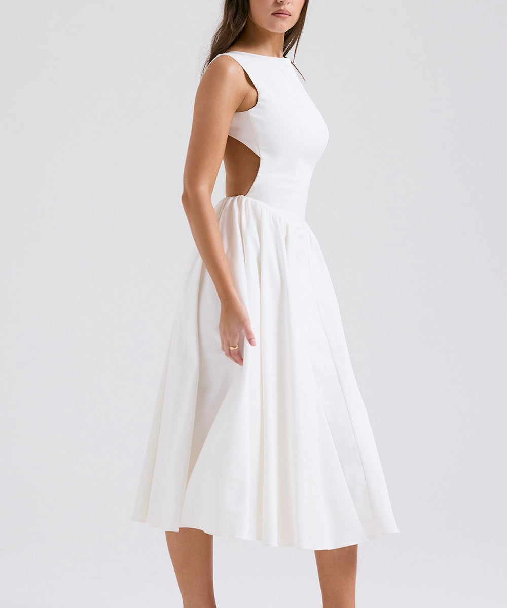 Pure White Backless Party Dress