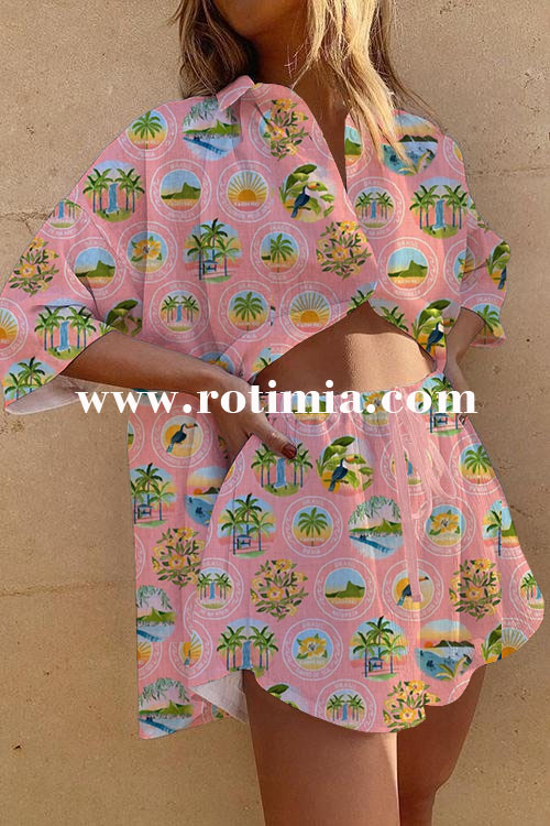 Island Seal Print Two -piece Suit