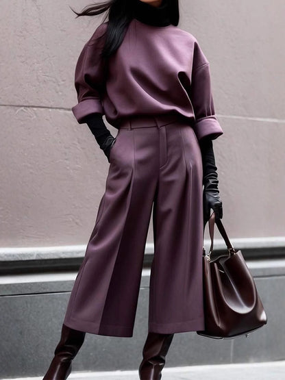 Ensemble pantalon de costume décontracté simple de couleur unie