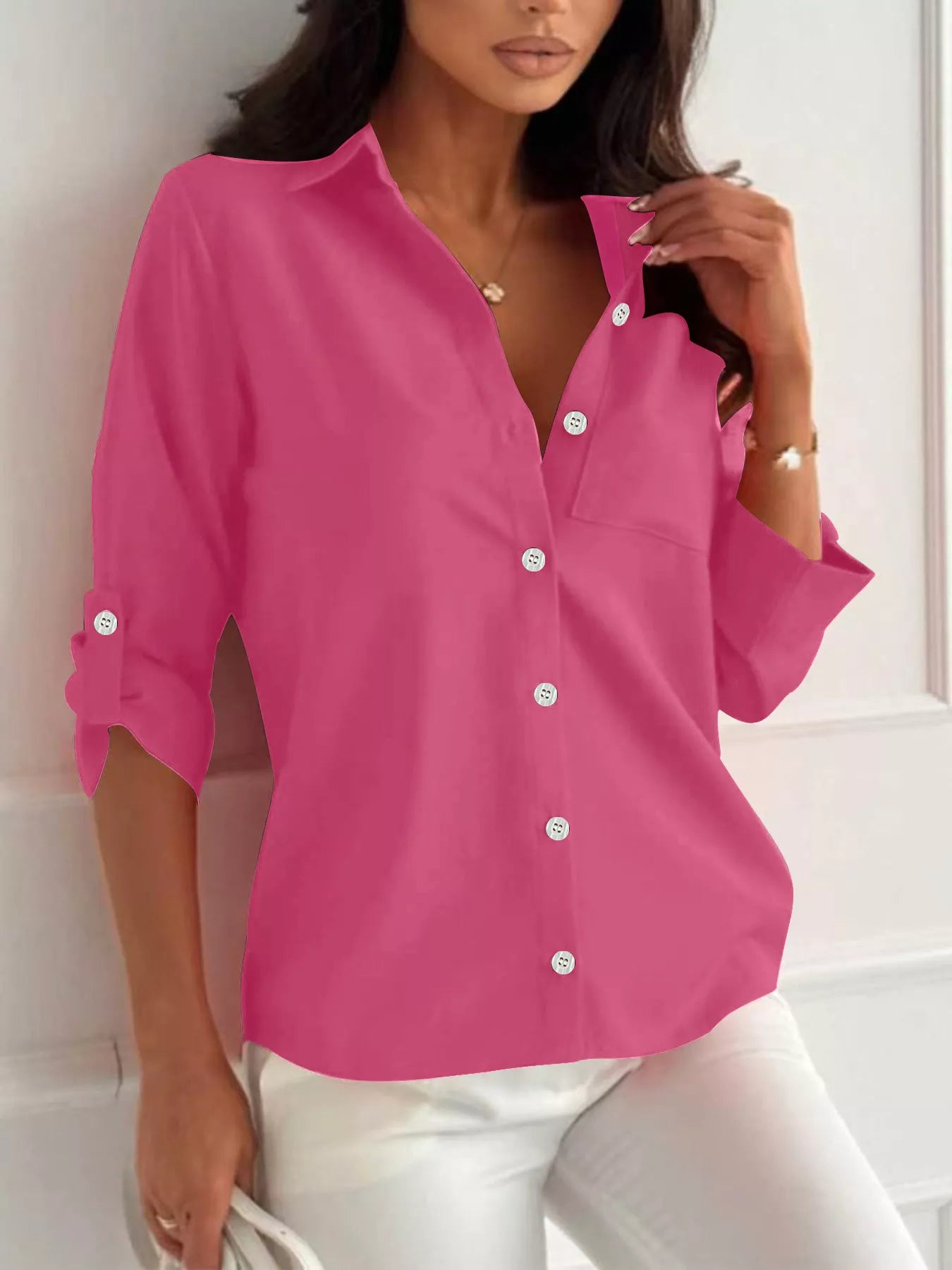 Button-Down Roll-Up Sleeve Shirt