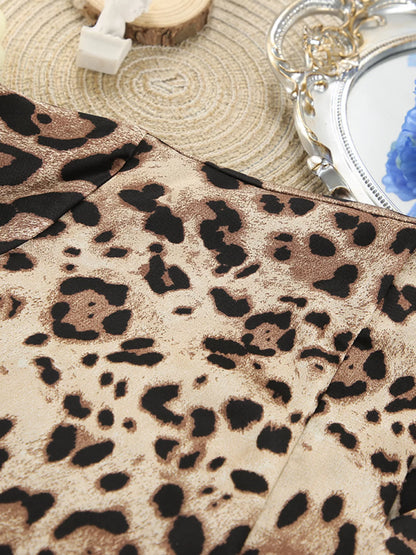 Leopard Bra & Cardigan and Shorts Set