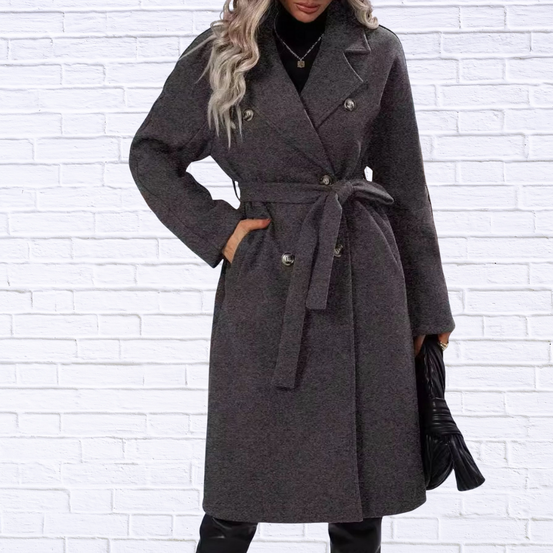 Double-Breasted Tie Waist Coat