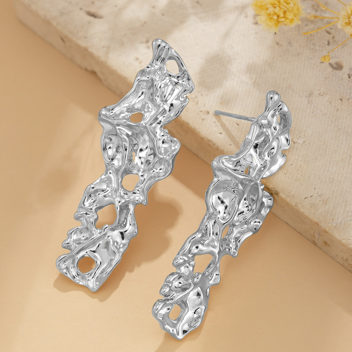 Fashion Temperament Liquid Lava Metal Earrings