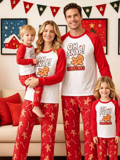 Family Matching Christmas Pajamas Set with Gingerbread Man Print