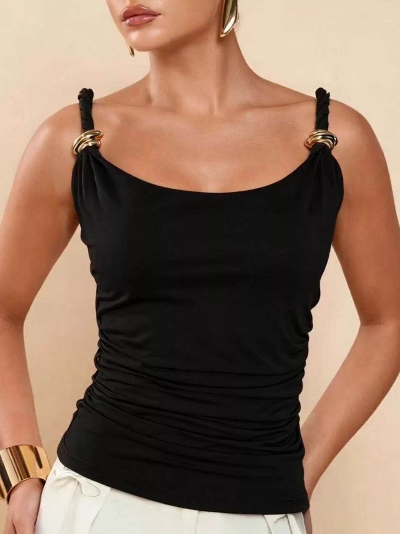 Gold-Tone Ring Twisted Strap Cami