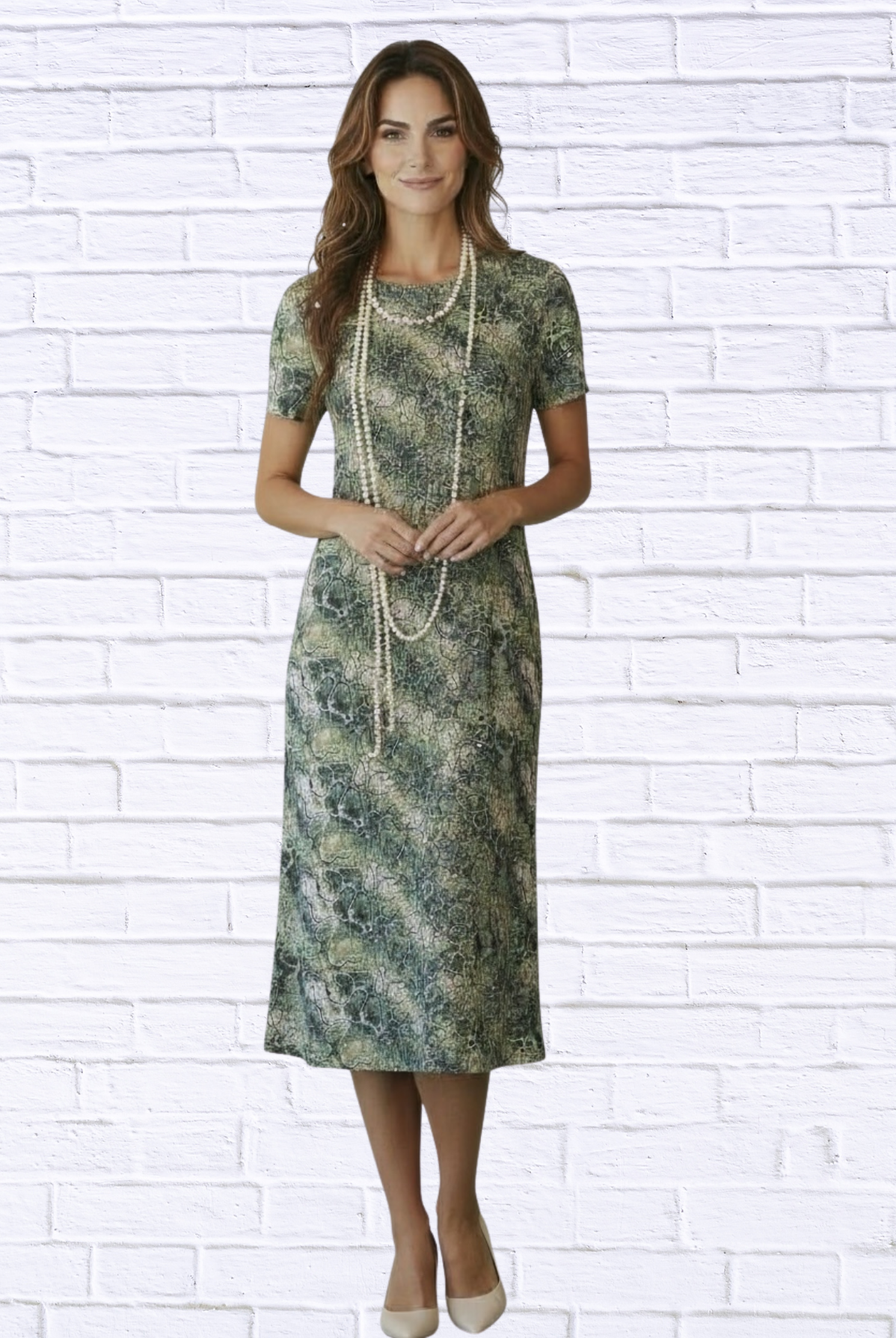Jenneke Palm Leaf Shift Dress - Palm Green Leafs Printed on a white Back Ground