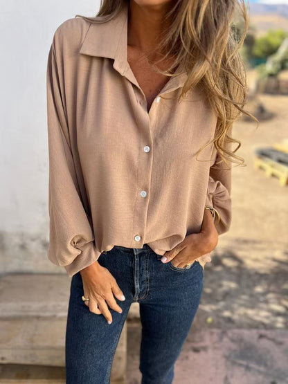 Elegantes schlichtes Button-Up-Shirt für Damen