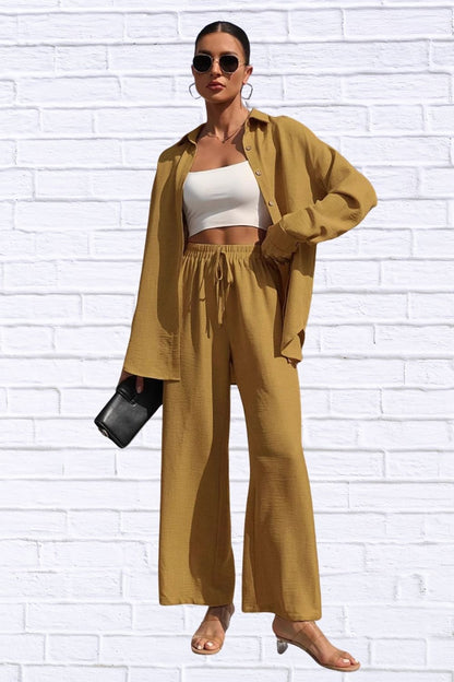Button Up Shirt & Pants Set | Women’s Matching Outfit