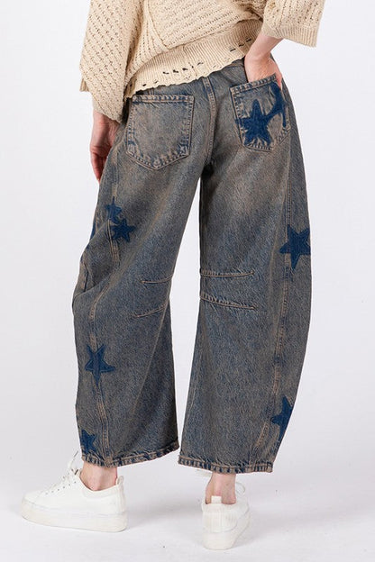Blue Zone Planet | Sage + Fig Star Wide Leg Jeans With Pockets