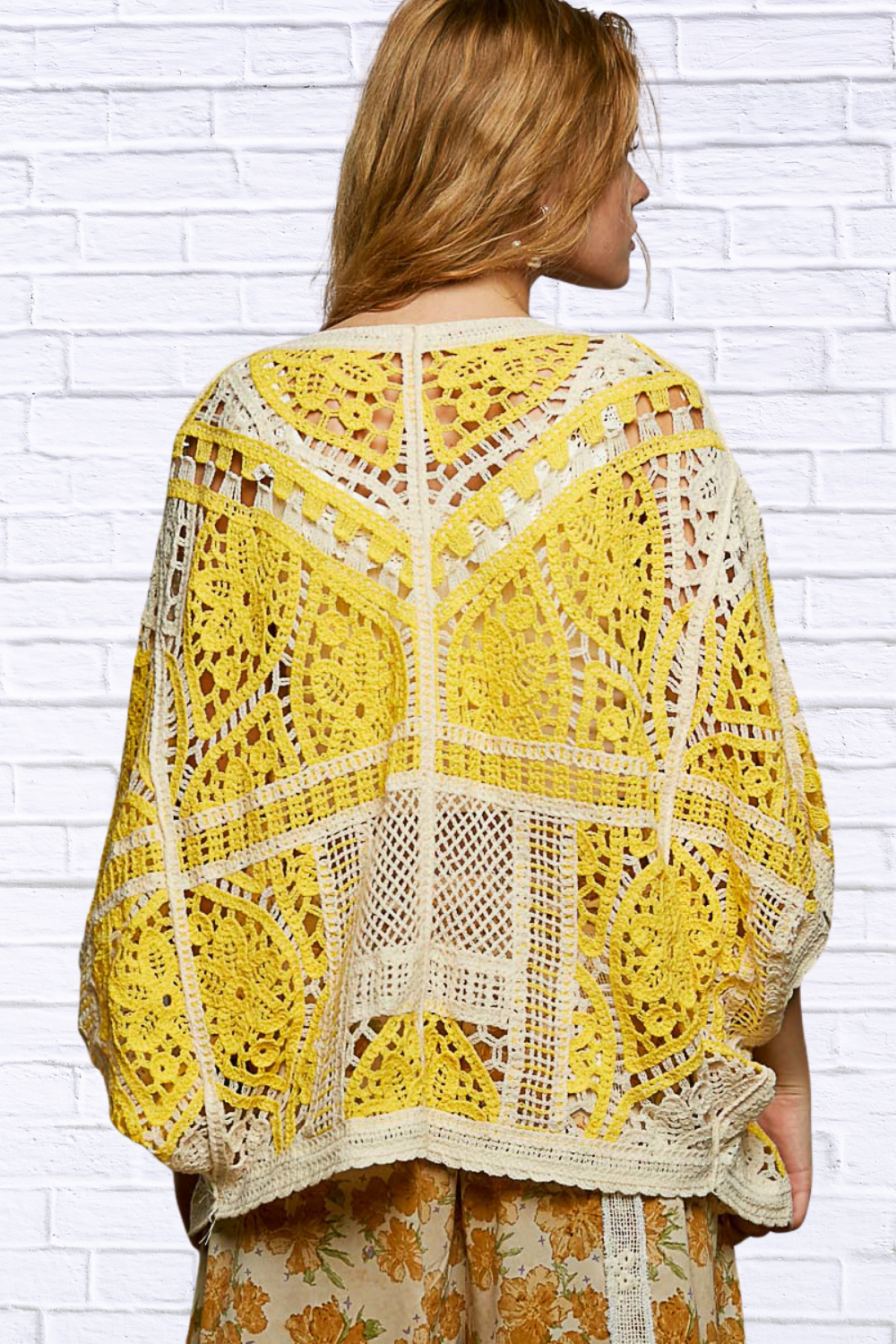 Golden Glow  Open Front Crochet Cardigan with Scalloped Edge