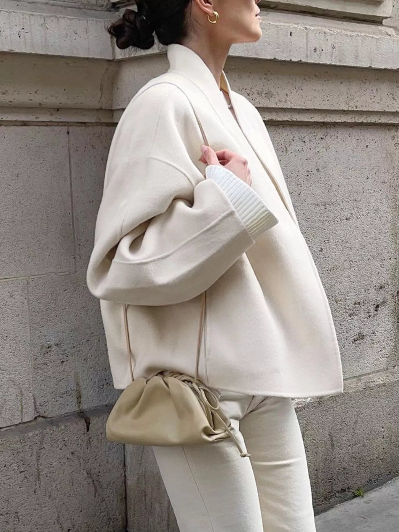 Elegant Stand Collar Open Front Outerwear