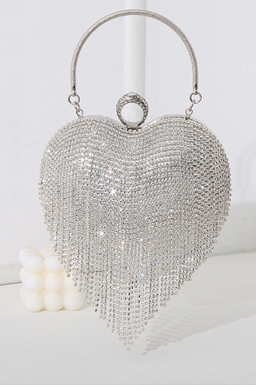 Rosiedress Luxury Heart Shape Rhinestones Tassel Evening Handbag