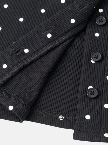 Polka Dot Button-Down Knit Cardigan