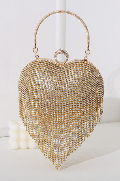 Rosiedress Luxury Heart Shape Rhinestones Tassel Evening Handbag