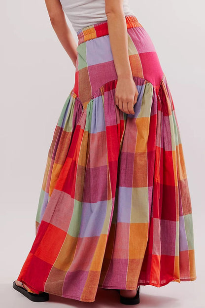Blue Zone Planet | Color Block Elastic Waist Maxi Skirt