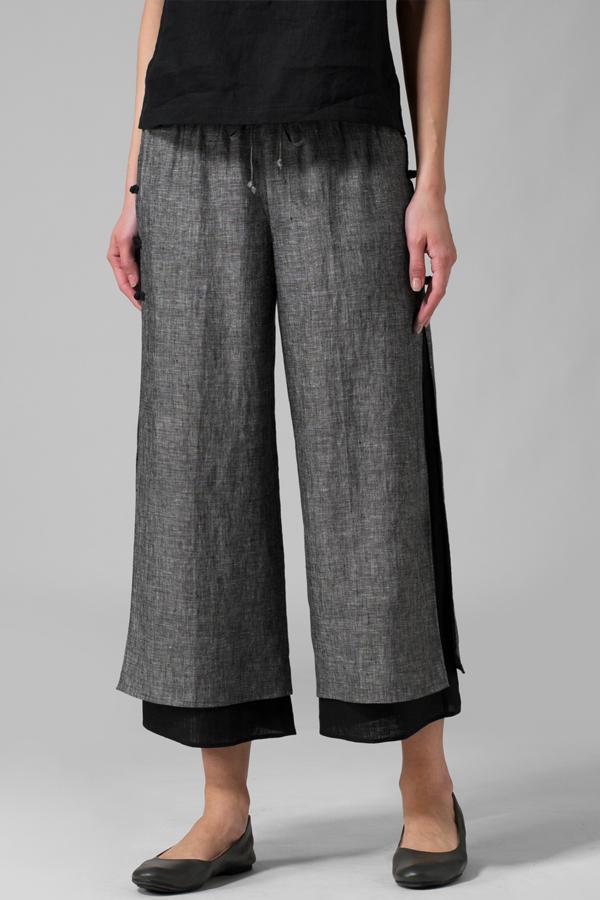 Casual Paneled Wide Leg Pants