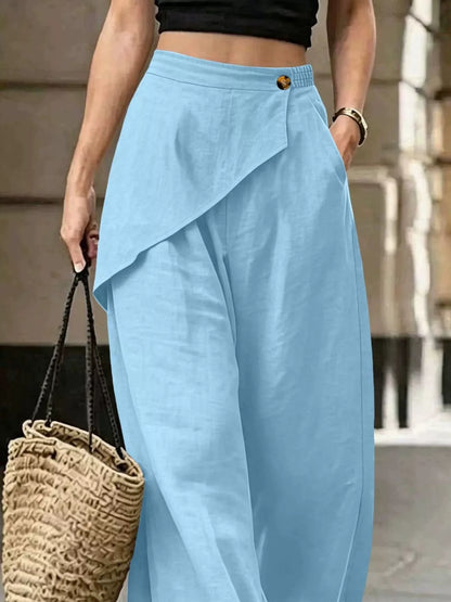Asymmetrical Wrap Wide-Leg Pants