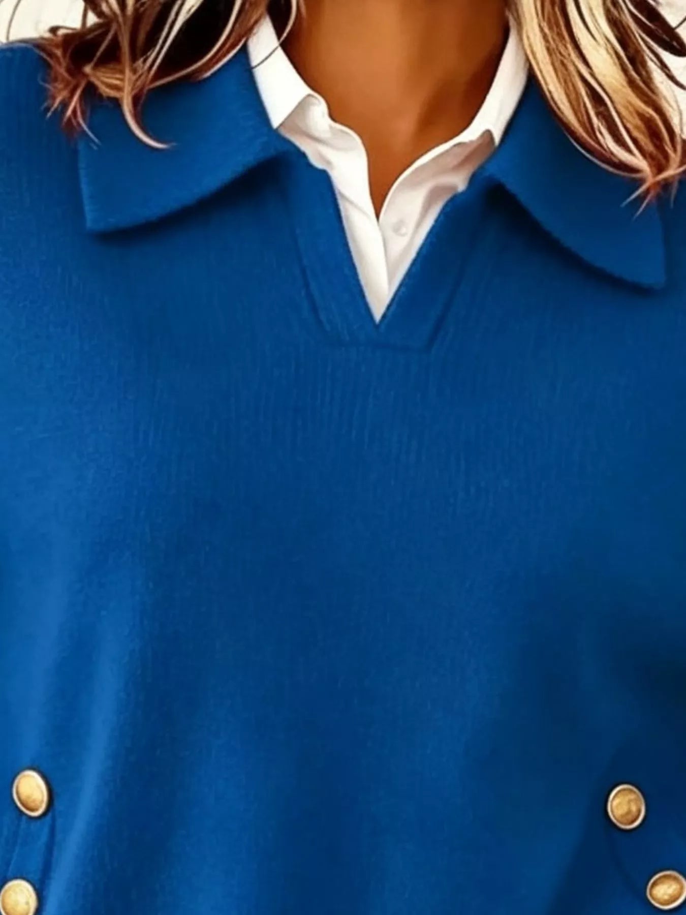 Chic Collared Decor-Button Sweater