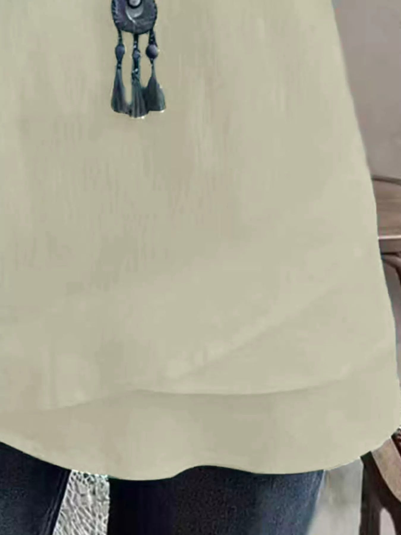 Notched Short Sleeve Blouse