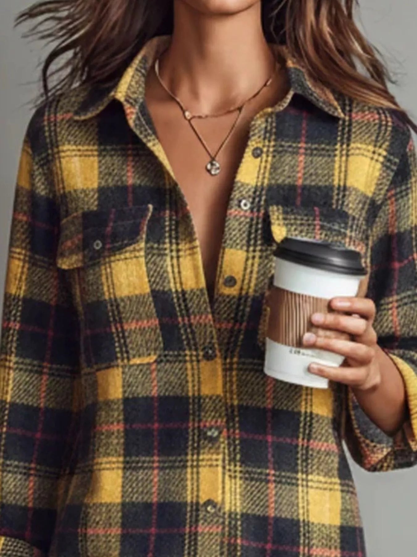 Plaid Shirt Dress with Side Slit