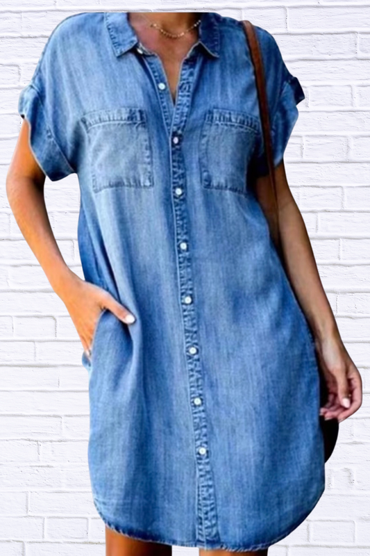 Denim Button Through Shirt Dress | Chic Everyday Style