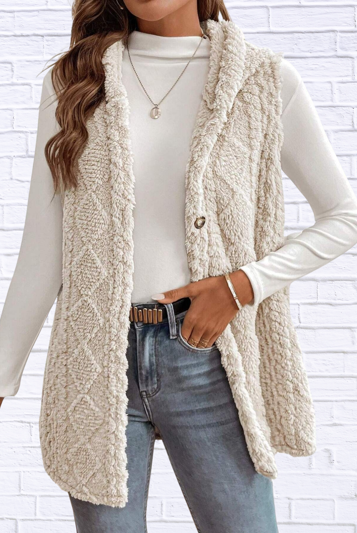 Cozy Sherpa Fleece Hooded Vest Coat