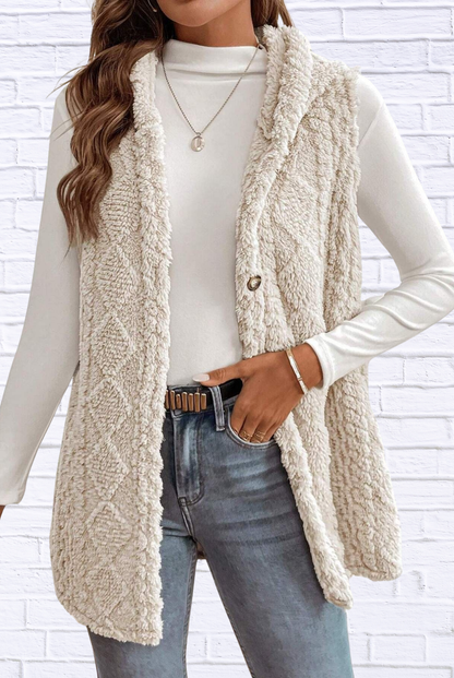 Cozy Sherpa Fleece Hooded Vest Coat